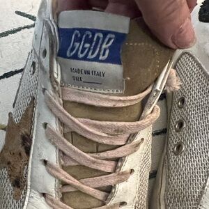 Golden Goose White and Tan Athletic Shoes